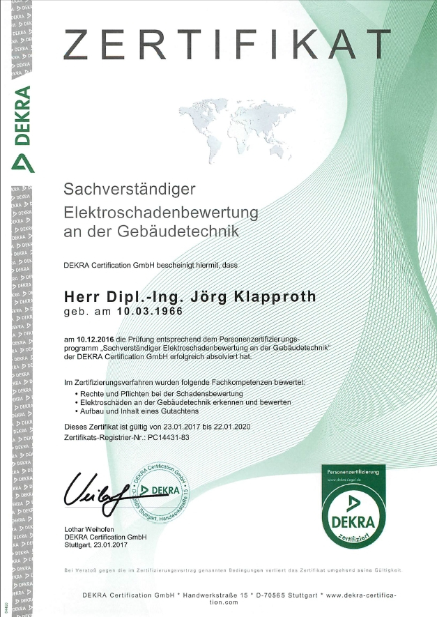 Klapproth engineering GmbH Gleichen Göttingen Dekra Sachverständiger